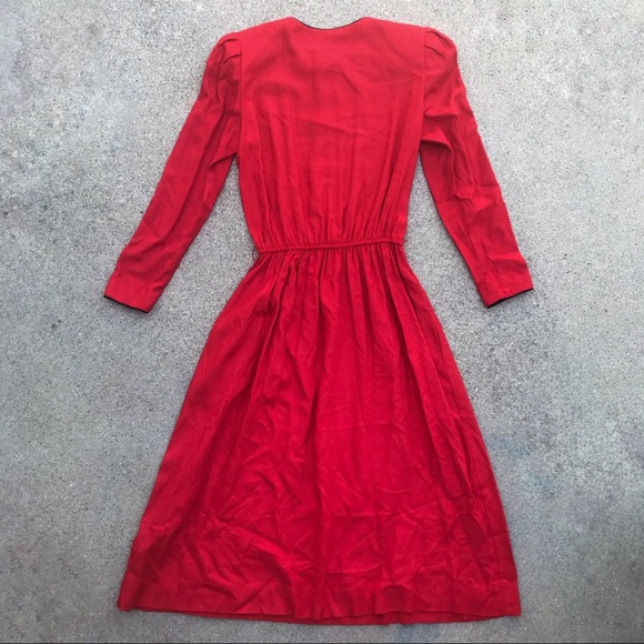 Vtg Lanz Red Long Sleeve Dress - Picture 8 of 8